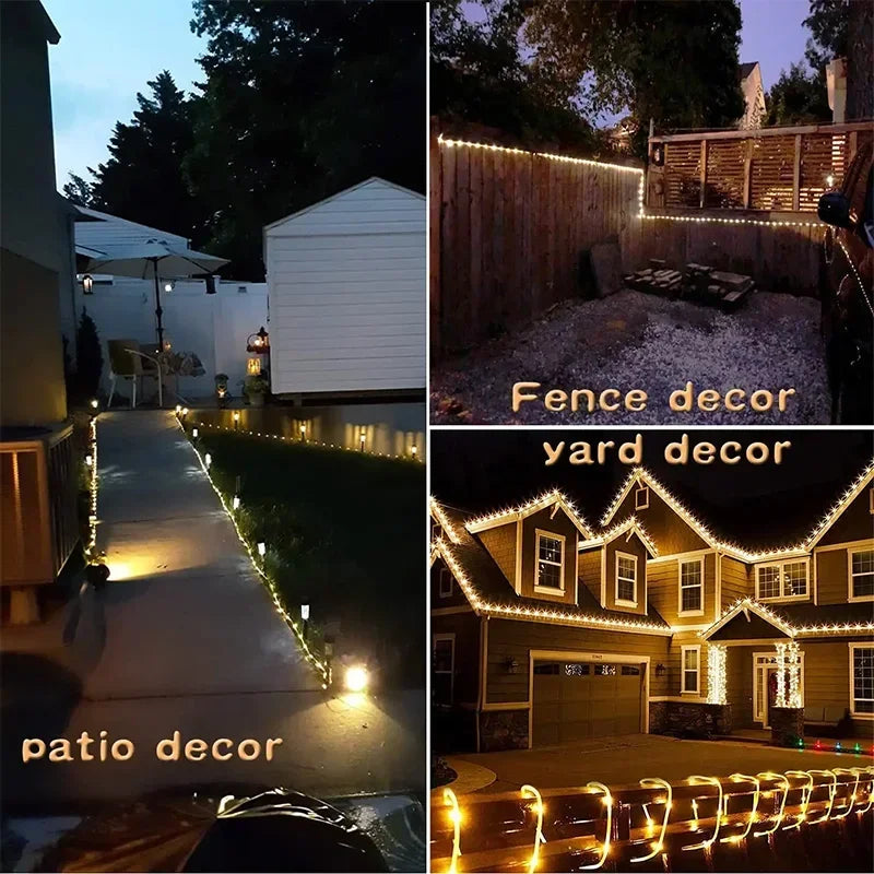LED Solar String Lights Waterproof Rope Lamp for Outdoor Holiday Decor