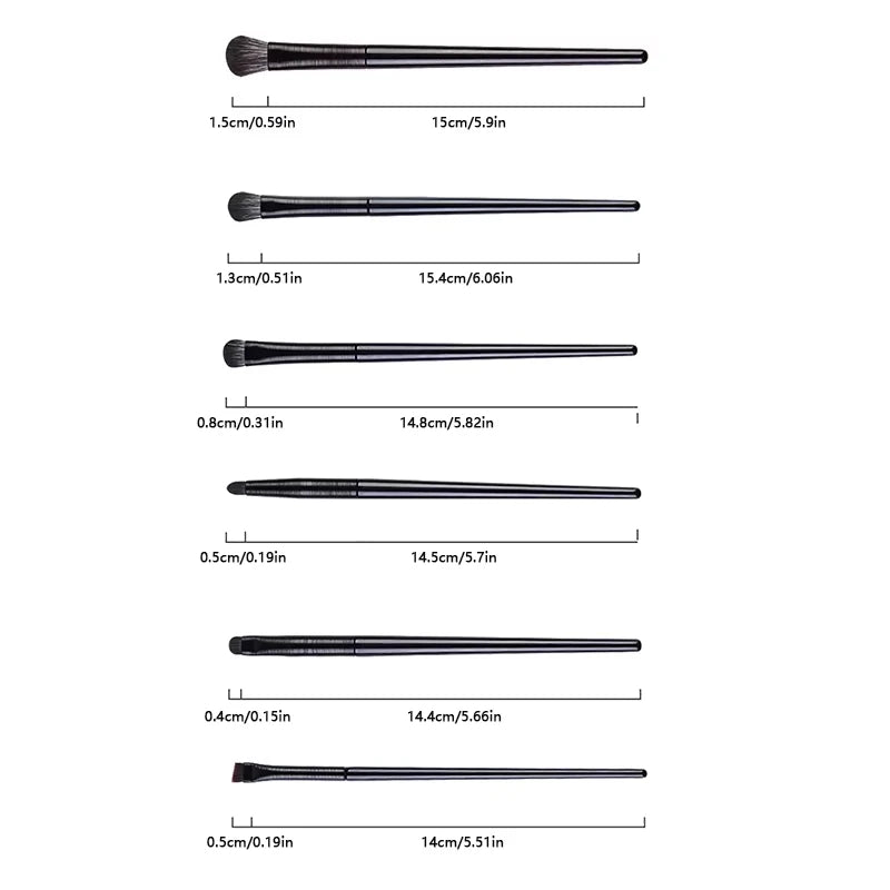6-Piece Eye Makeup Brush Set - Professional Soft Contour & Detail Brushes