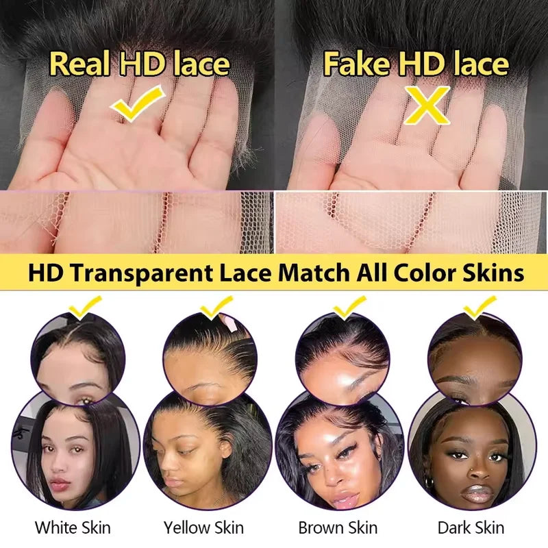 Deep Wave Lace Frontal Wig 13x4 13x6 HD Transparent Human Hair Curly Wigs