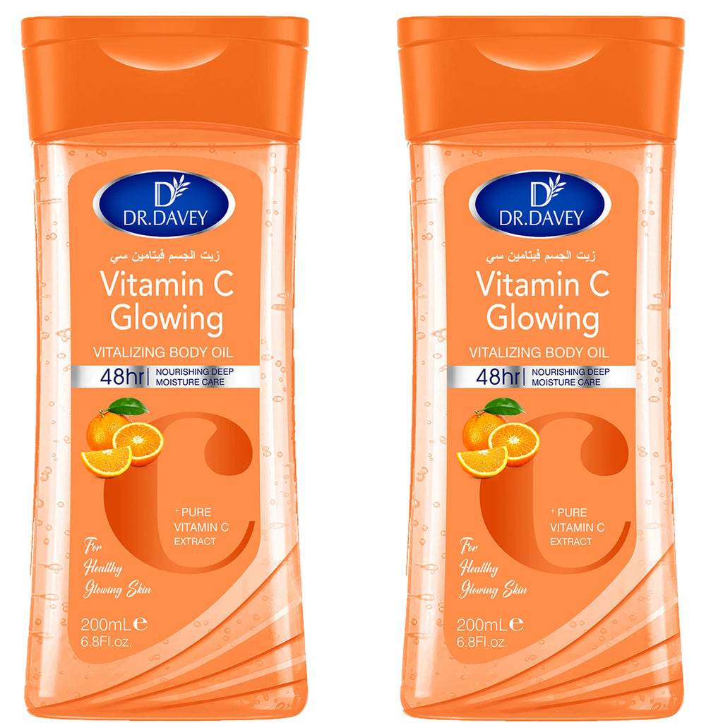 Vitamin C Body Oil - Hydrating Moisturizer for All Skin Types 200ml - 2 Pack