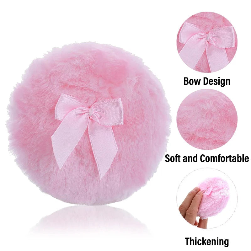Large Fluffy Powder Puff Makeup Sponge Velour Reusable Face & Body Applicator