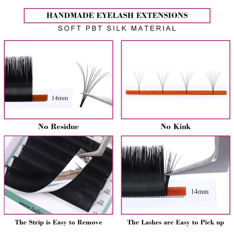 False Eyelash Extensions Natural Flare Blooming Lash Fans for Fuller Look