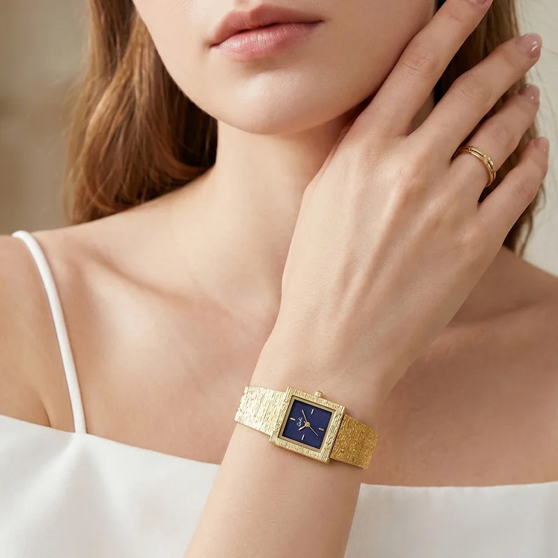 Luxury Women's Square Gold Watch - Retro Steel Strap, Quartz, Versatile Style