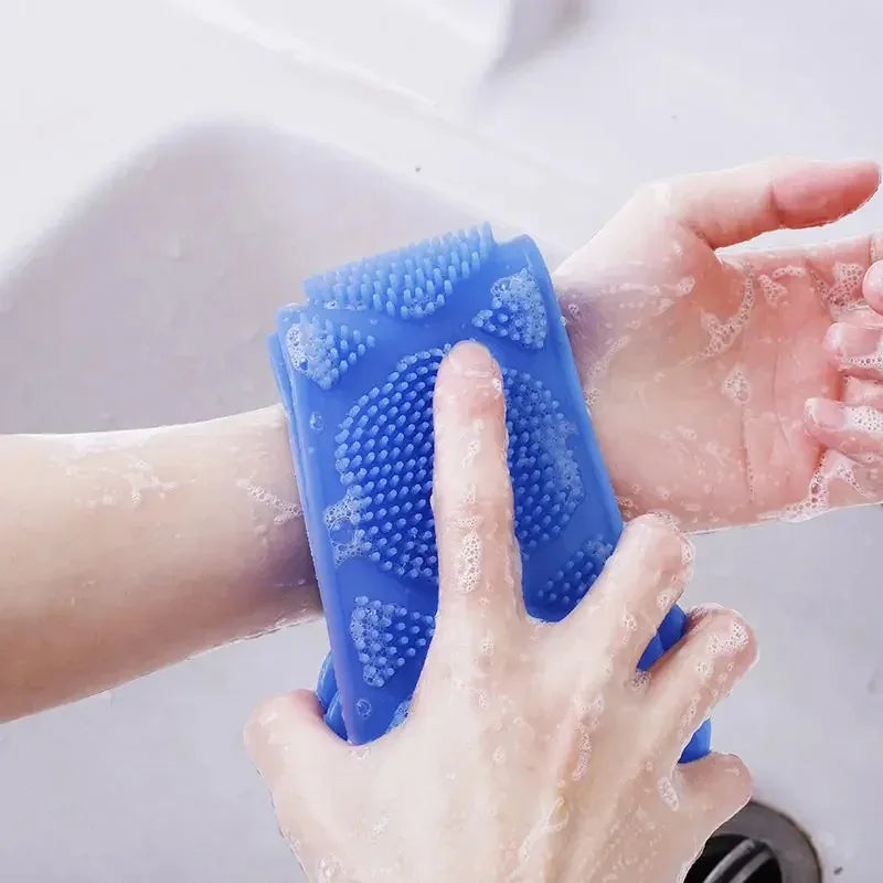 Silicone Bath Shower Brush Scrubber Massage Rubbing Back Rinse Skin Cleanse Tool