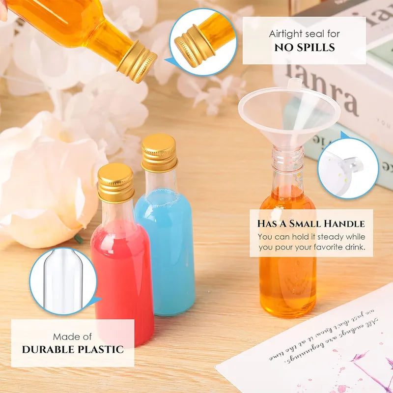 Mini Liquor Bottles Set 10/30/50/100pcs 1.7oz Plastic Spirit Bottles with Caps