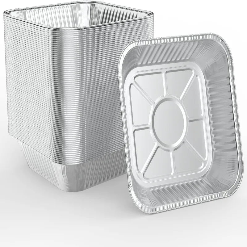 20CM Aluminum Foil Pan for Air Fryer Baking and Grilling - Oil-proof, Non-Stick, Square Food Container