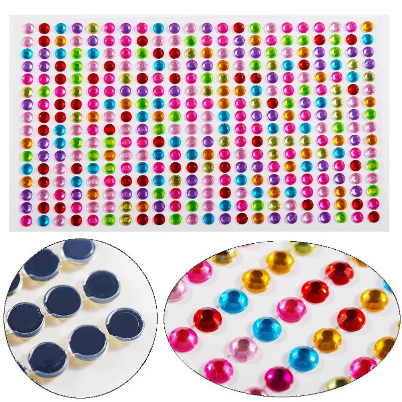 Children's Rhinestone Face Stickers for DIY Makeup and Party Decor