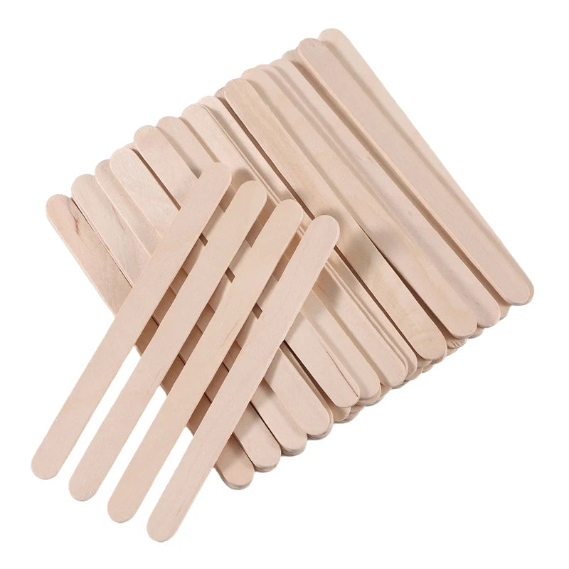 Disposable Wooden Waxing Tongue Depressor Sticks for Hair Removal - 50 or 100 Pieces