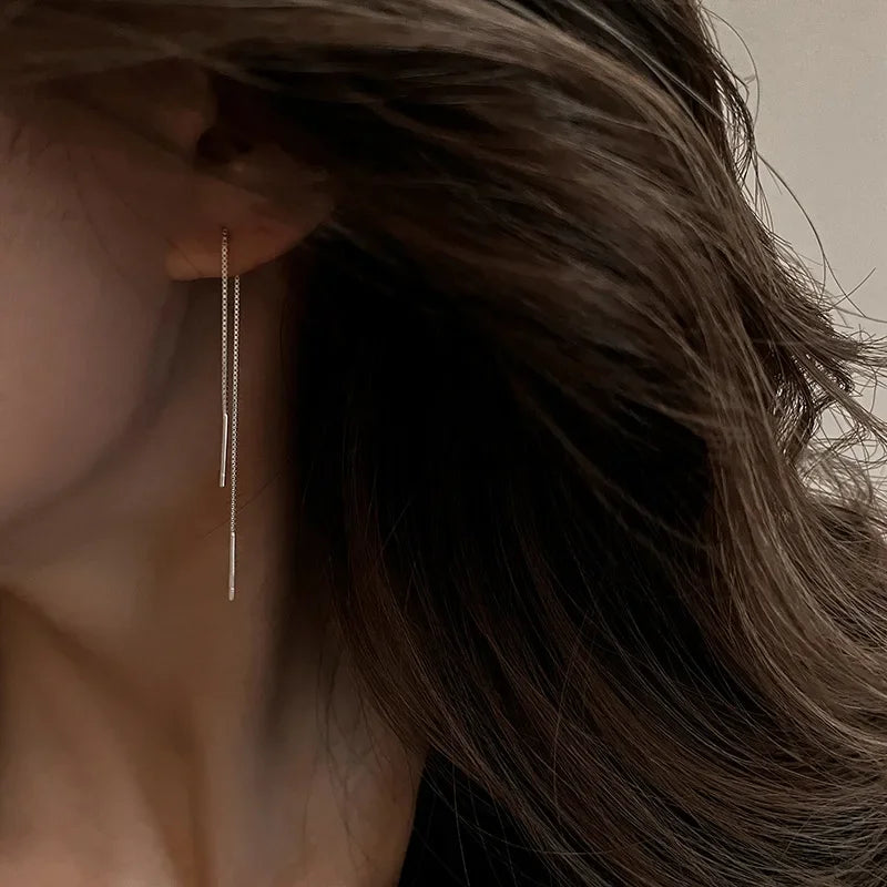 Minimalist Long Tassel Drop Earrings for Women - Korean Fashion Jewelry