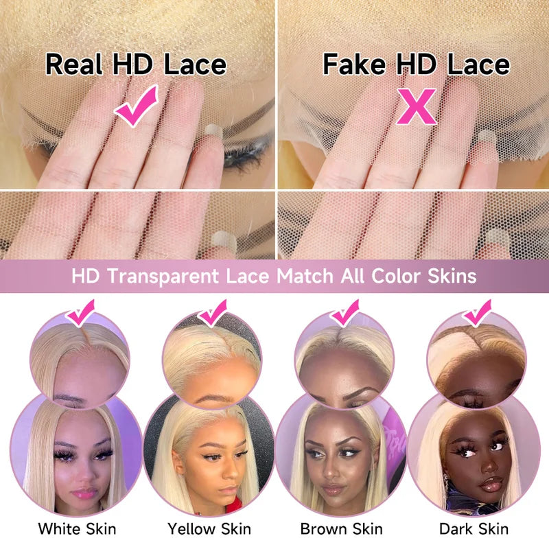 Full Lace Human Hair Wig 13x6 360 Blonde Wig with Pre-Plucked Baby Hair