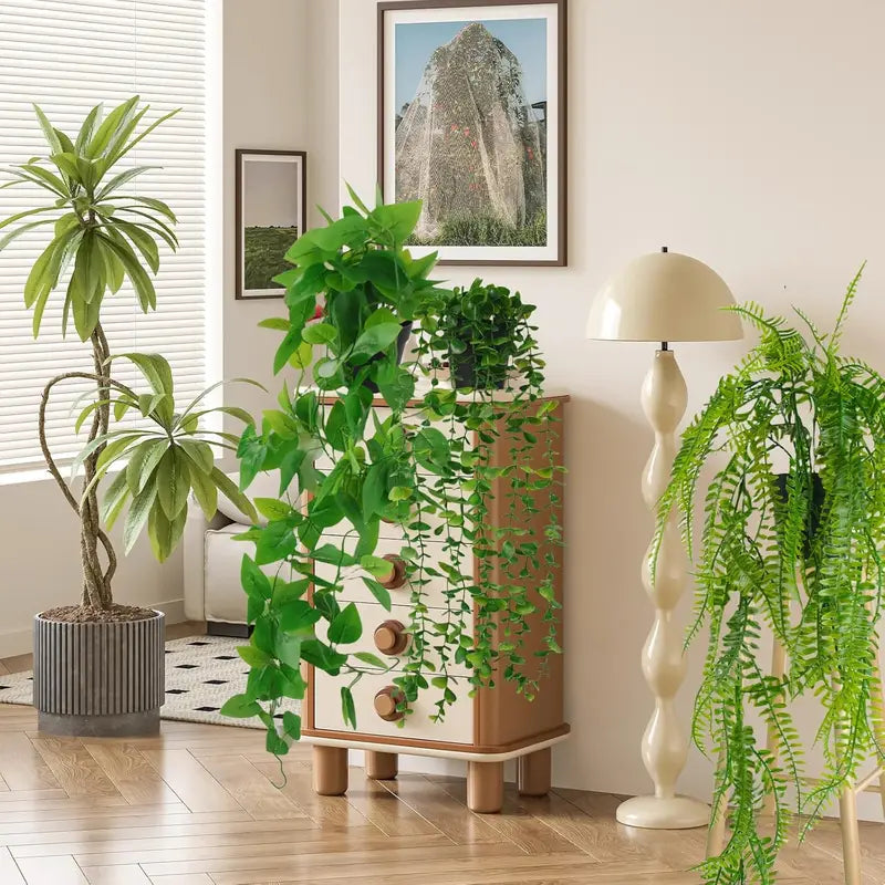 Artificial Hanging Plants Set - Faux Greenery for Indoor Outdoor Decor