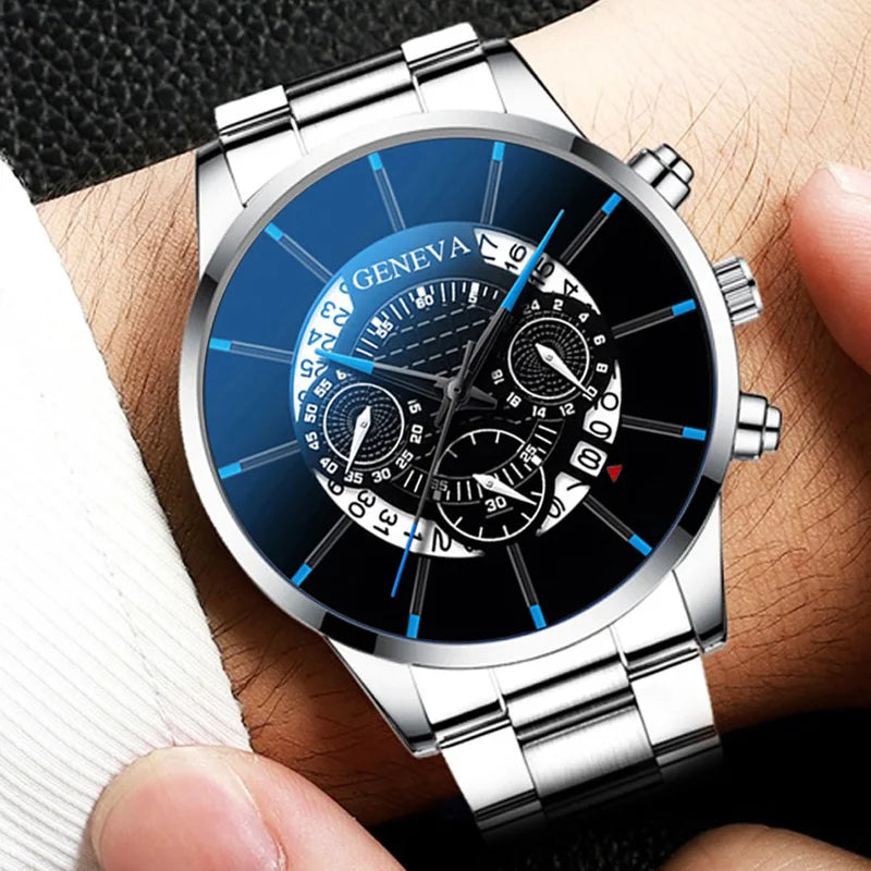 Luxury Men’s Business Watch Stainless Steel Big Dial Quartz Wristwatch - Multiple Colors