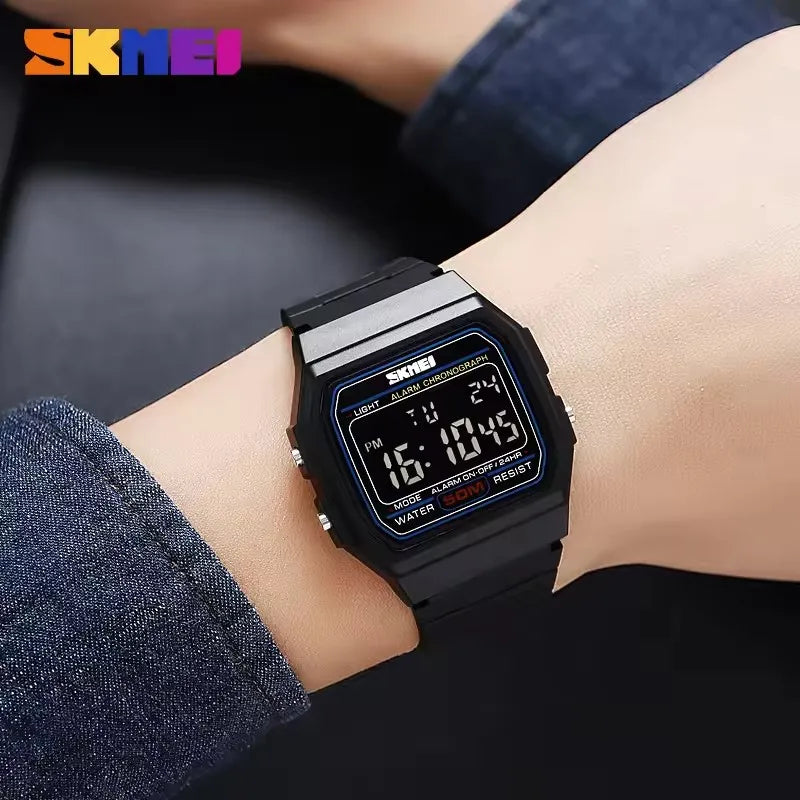 Digital Sports Watch LED Display Waterproof Unisex Military Style Timer