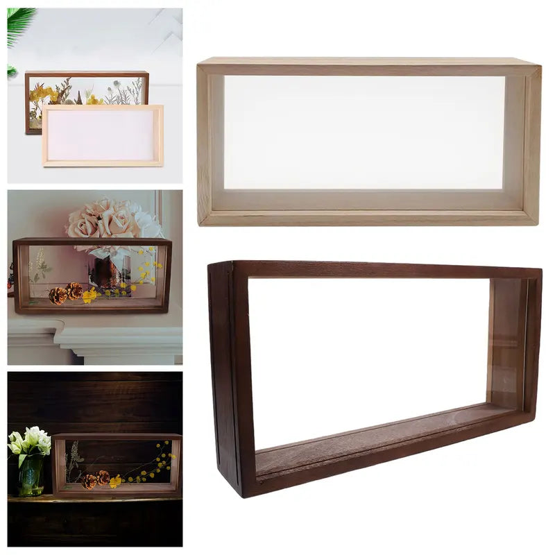 Deep Shadow Box Frame for Dried Flowers and Memorabilia - Wooden Display Case