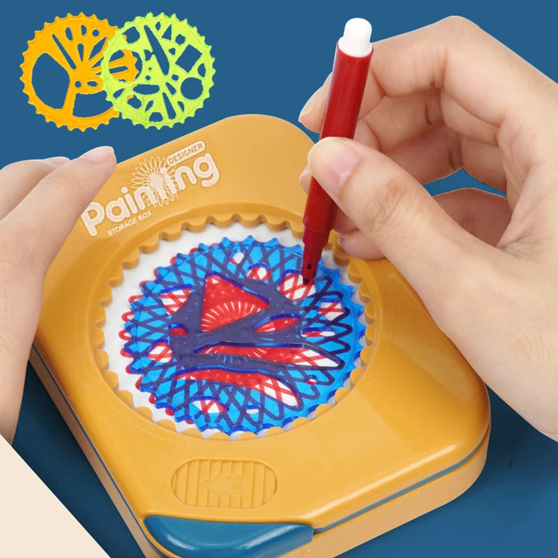 Drawing Art Spirograph Set for Kids - Fun Spiral & Gear Design Toys in Pink & Blue