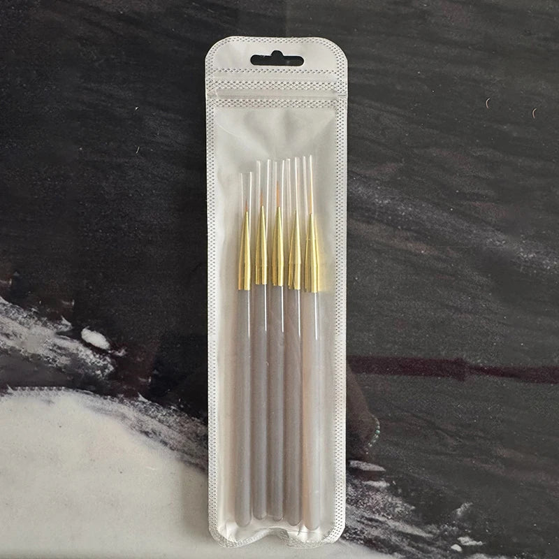 5-Pack Nail Art Brushes Set for Acrylic Flower & Line Drawing