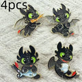 4-Pack Cute Cartoon Black Dragon Enamel Pins for Jackets Backpacks & Clothing