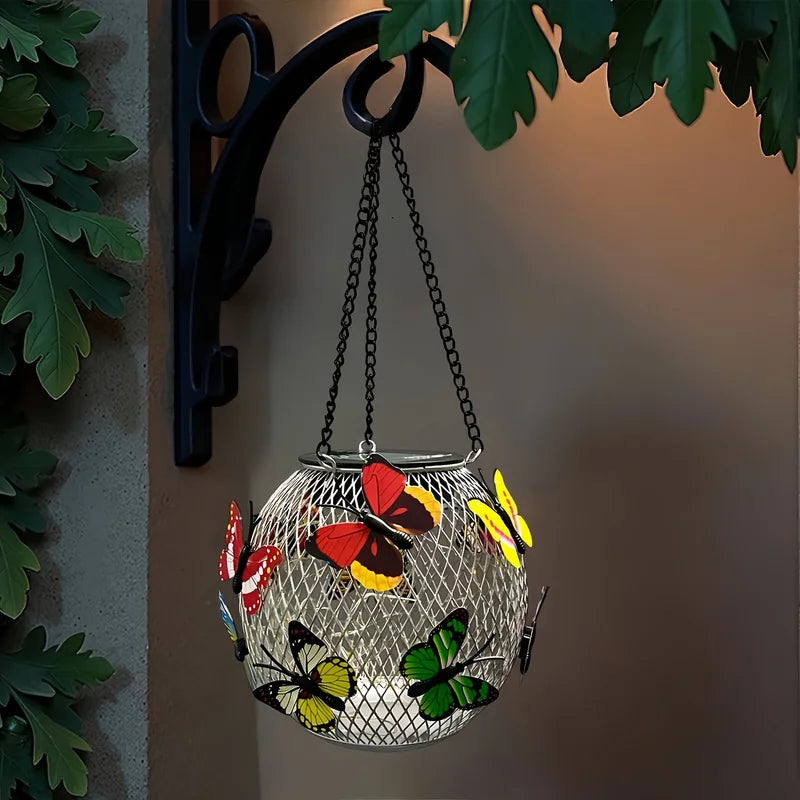 Solar-Powered Butterfly Lanterns Outdoor Hanging Lights Yard Decor - 1/2pcs