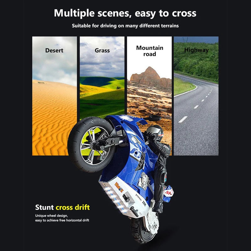 High-Speed RC Motorcycle 1:6 & 1:10 Scale Electric Remote Control Car Drift Bike