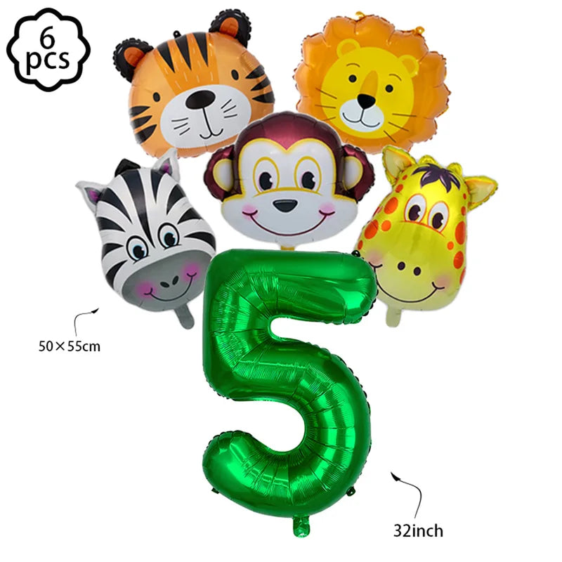 Jungle Party Banner Garland with Hanging Swirls Jungle Animals Safari Decor