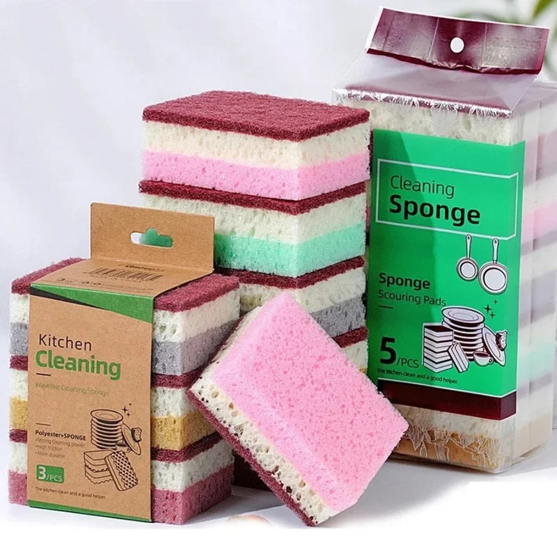 High Density Porous Dishwashing Sponge Set - Strong Stain Removal & Gentle Cleaning