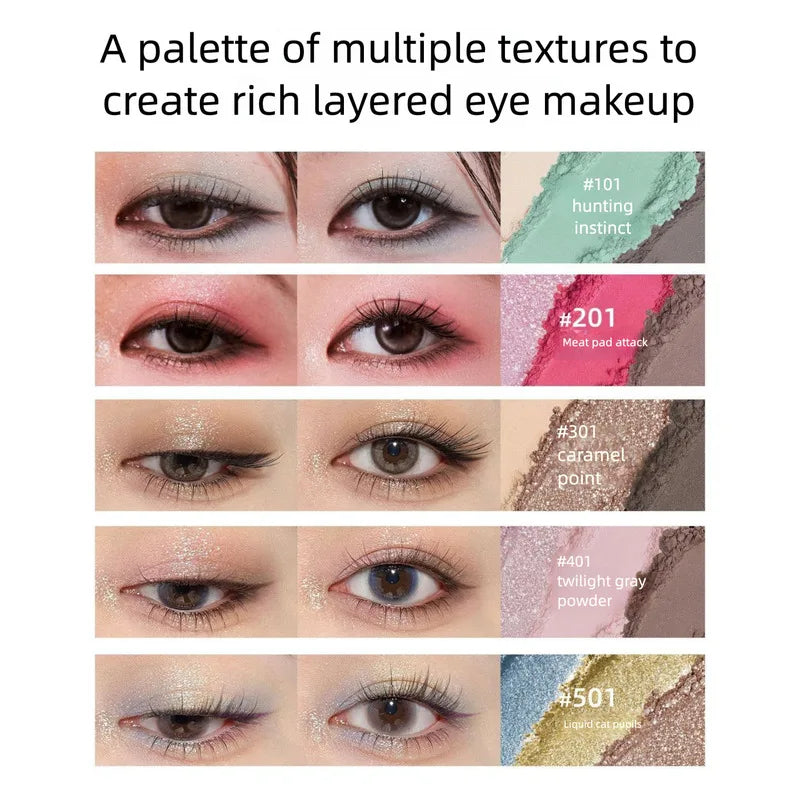 Colorful Eyeshadow Palette with Sparkling Pearl & Matte Finishes - Multiple Shades
