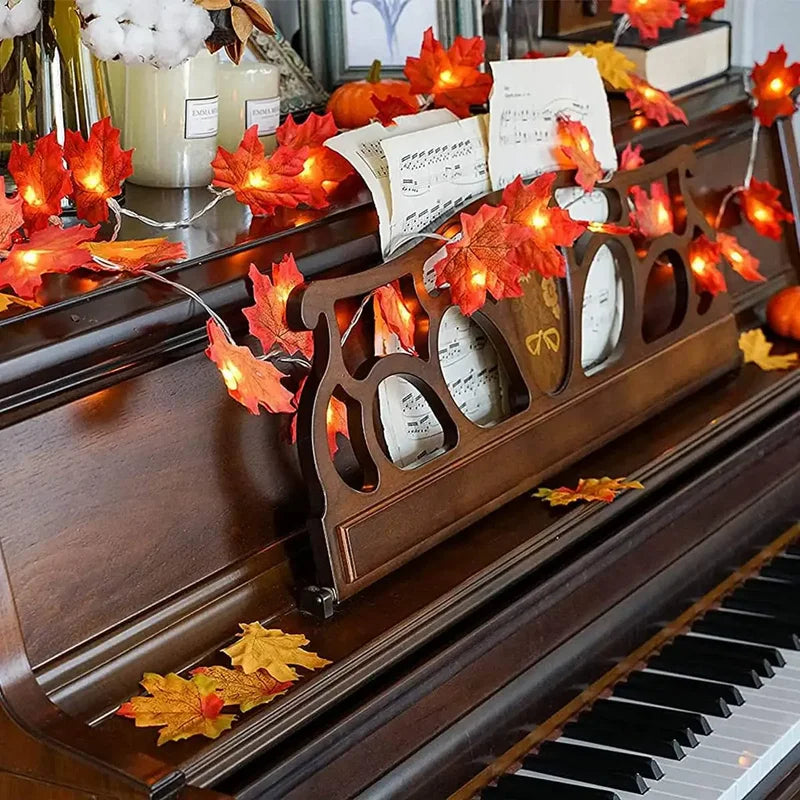 Maple Leaf String Lights Waterproof Outdoor Decor for Halloween & Autumn