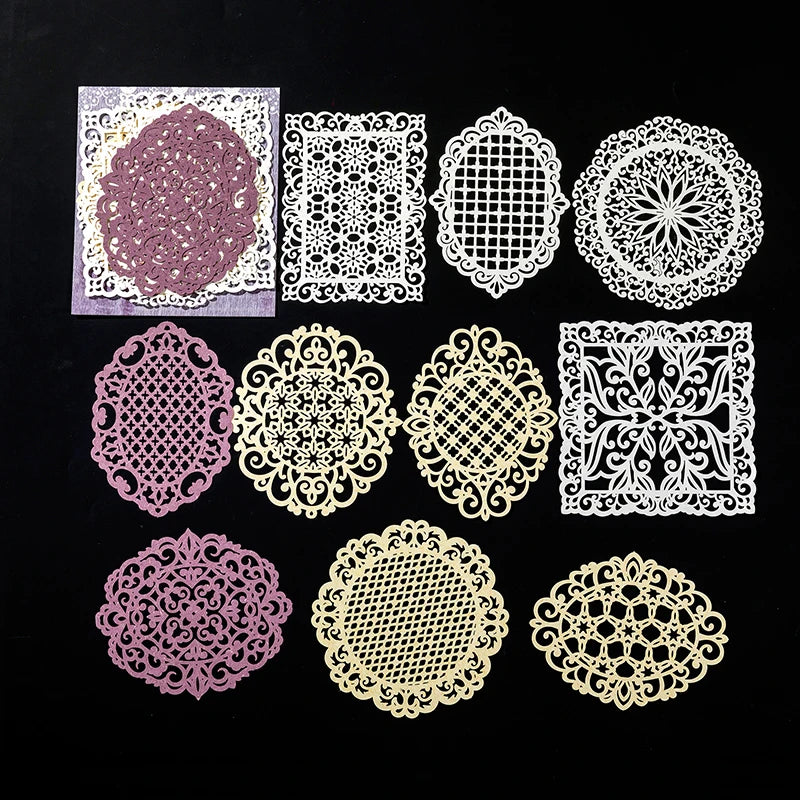 10 Pcs Handmade Lace Paper for Scrapbooking and Art Journals - Craft Supplies