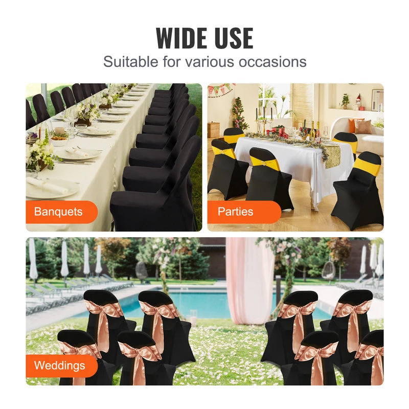 Stretch Spandex Folding Chair Covers Set - Washable Protective Slipcovers for Dining, Banquet & Event Chairs
