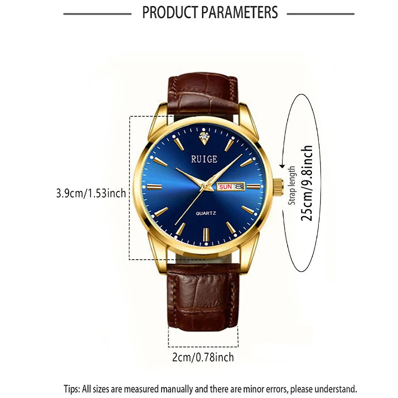 Minimalist Men's Calendar Watch Casual Belt Style Night Light Waterproof Classic