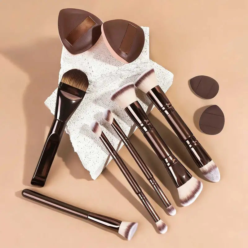 Professional Makeup Brush Set 6/10/18 Pcs Portable Travel Dual-Ended Tools