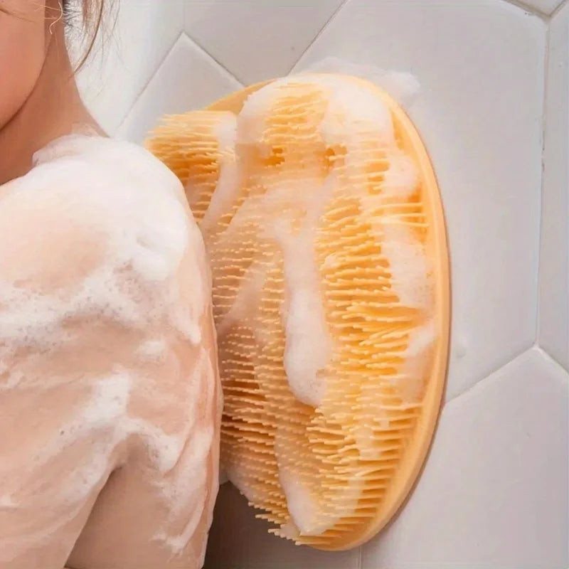 Exfoliating Foot and Body Brush with Silicone Massage Mat - Wall-Mounted Bath Scrubber