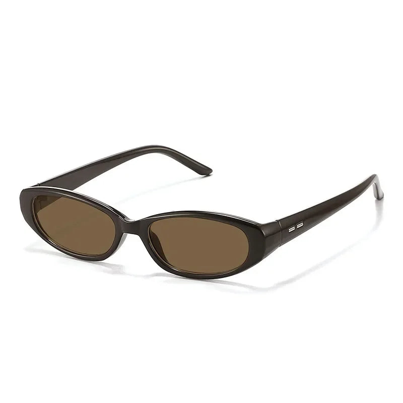 Small Oval Sunglasses for Women & Men - Y2K Narrow Rectangle Vintage Hip Hop Shades