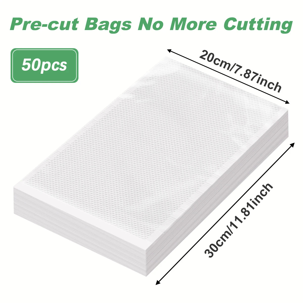 50PCS BPA-Free Vacuum Food Storage Bags for Food Preservation & Reuse
