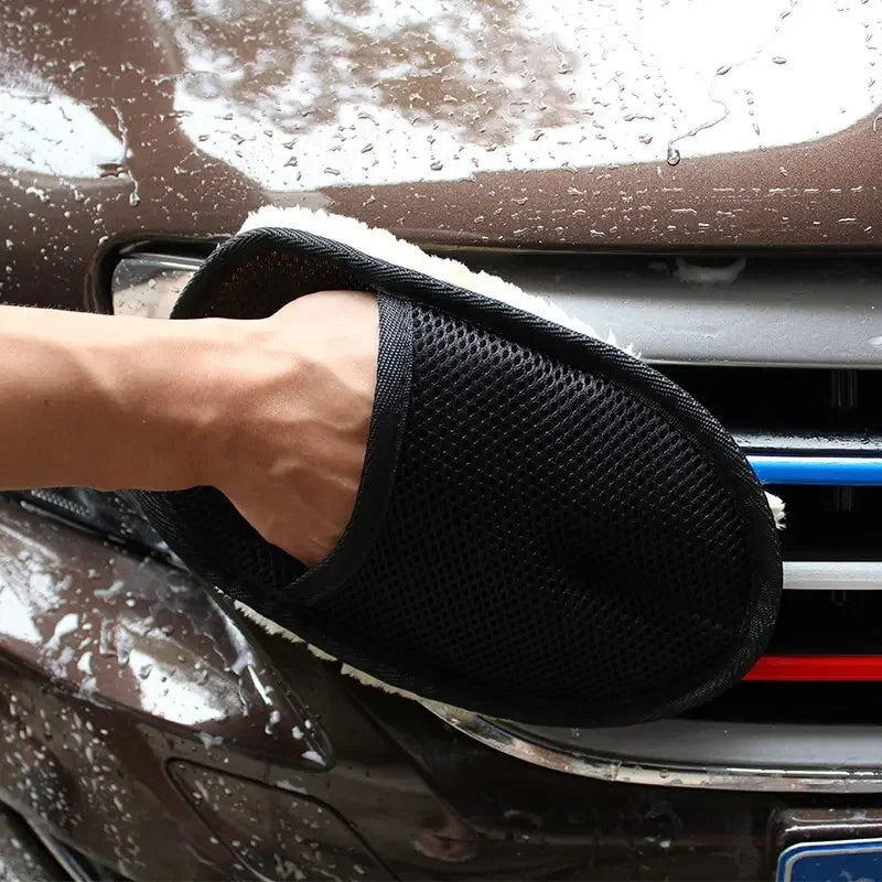 Car Washing Gloves Thick Plush Wool Cleaning Mitts for Waxing and Polishing
