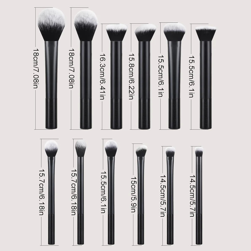 12-Piece Makeup Brush Set - Professional Cosmetic Brushes for Flawless Makeup