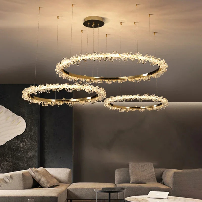 Modern Crystal Pendant Light Fixture for Living Room & Bedroom