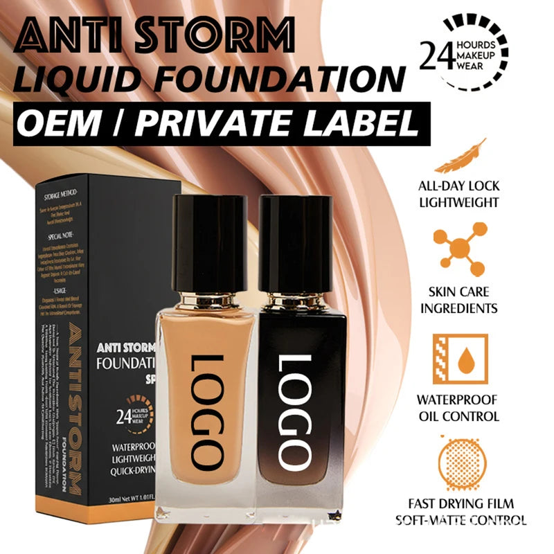 Custom Logo Liquid Foundation 30ml SPF 20 Long-Lasting Oil-Free Face Makeup