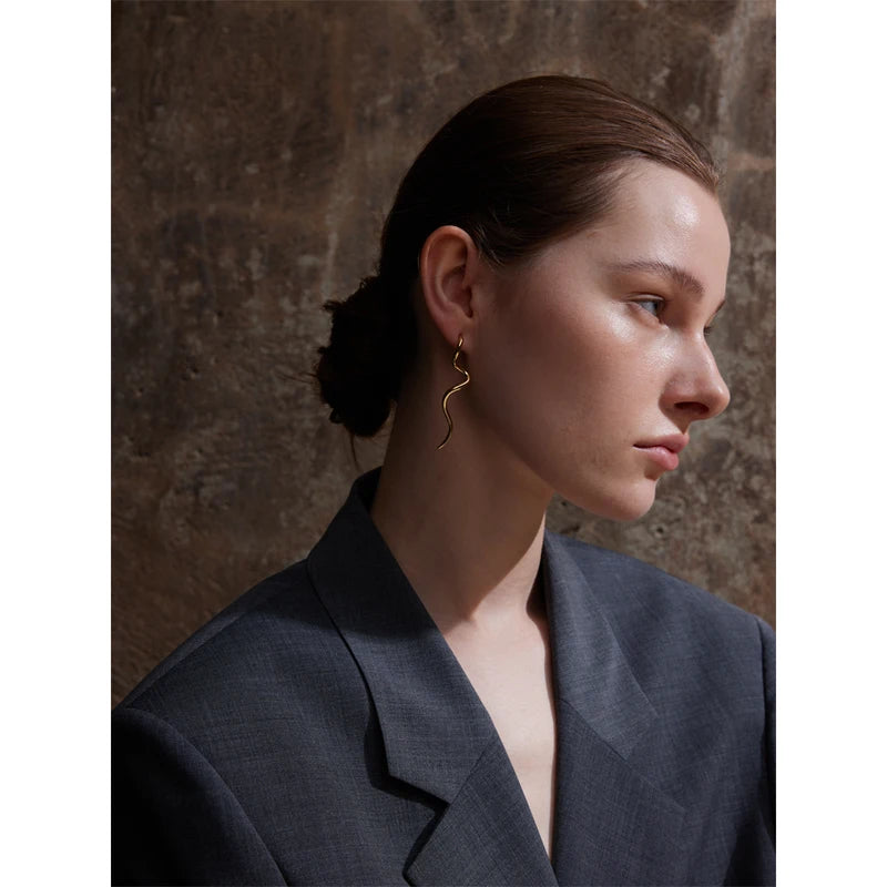 Minimalist Metal Long Stud Earrings - Geometric Stainless Steel Daily Jewelry