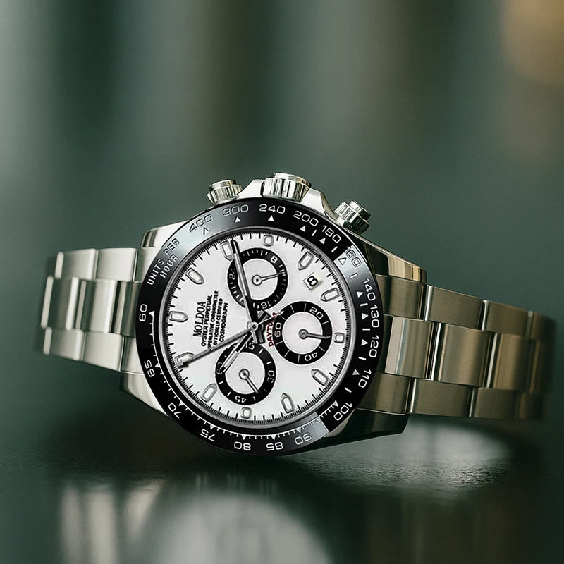 Men's Multifunctional Quartz Watch with Dot and Line Display - Silver
