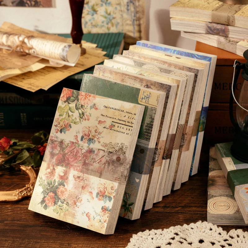 100 pcs Vintage Scrapbooking Paper Set for DIY Album & Craft Projects - Multiple Colors