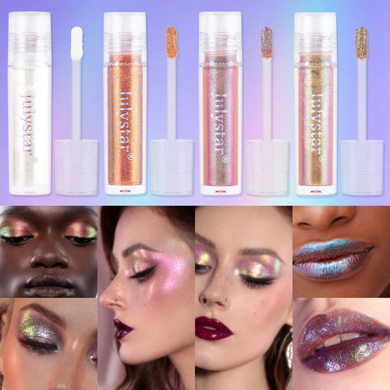 Color Changing Liquid Eyeshadow with Holographic Glitter - Highly Pigmented & Long-Lasting