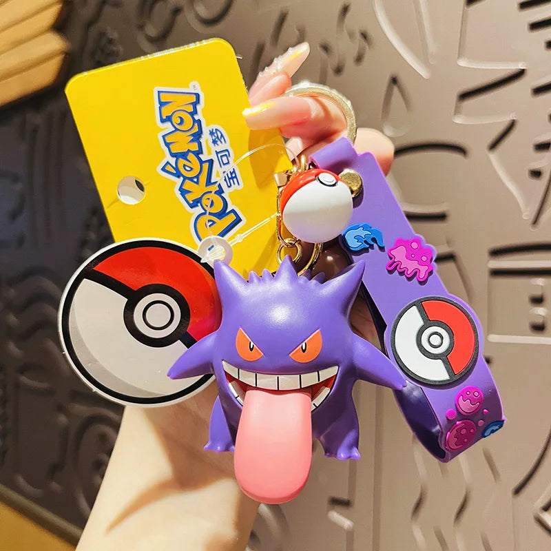 Pokemon Keychain Set - Pikachu Gengar Meowth Anime Car & Backpack Decorations