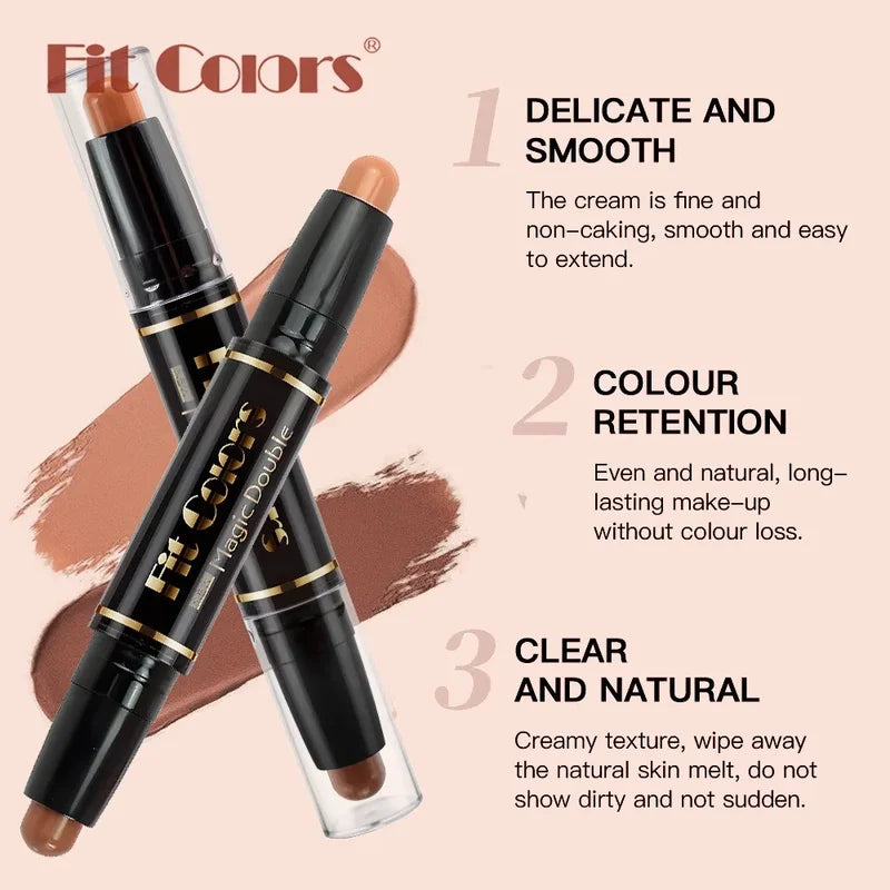 Double-Head Contouring & Highlight Stick for Face Makeup - Bronzer & Concealer Pen