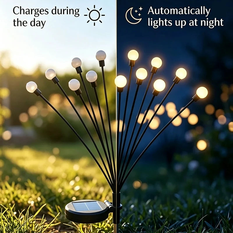Outdoor Solar Firefly Sway Lights Garden Pathway Decor Stake Lawn Lamp
