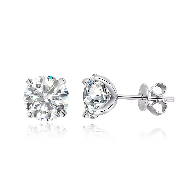 Sterling Silver Moissanite Stud Earrings for Women - Wedding & Bridal Jewelry