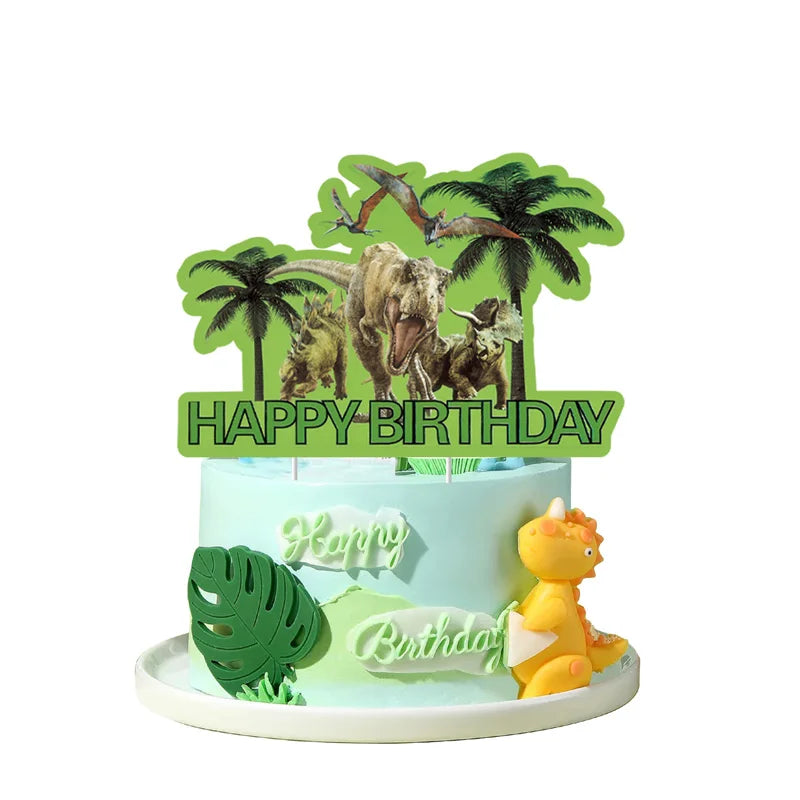 Dinosaur Birthday Party Decorations Set with Banner and Hanging Swirls - Kids Party Supplies