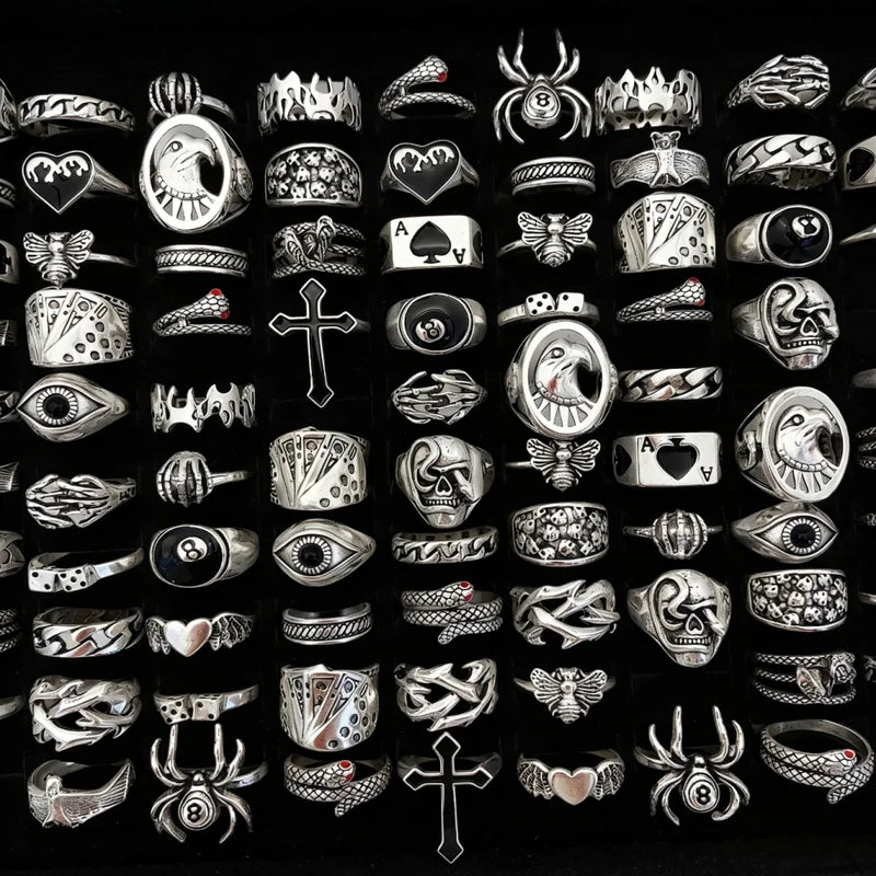 Vintage Punk Skull Eye Ring Set for Women Men - Mixed Style Jewelry Party Gift