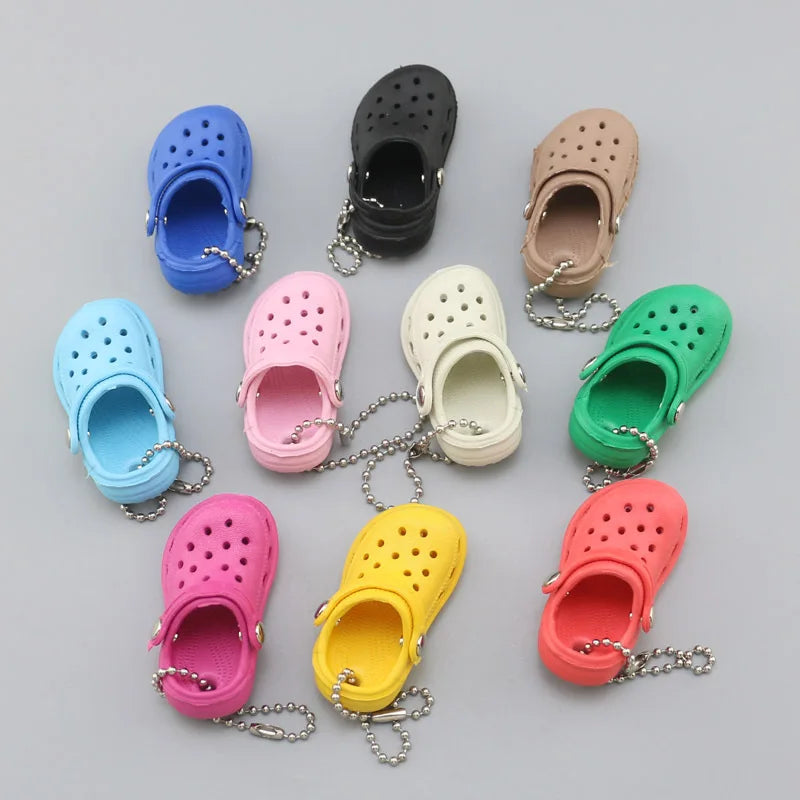 Mini EVA Shoe Charms Keychain Set - Colorful Croc Shoe Pendants for DIY Accessories