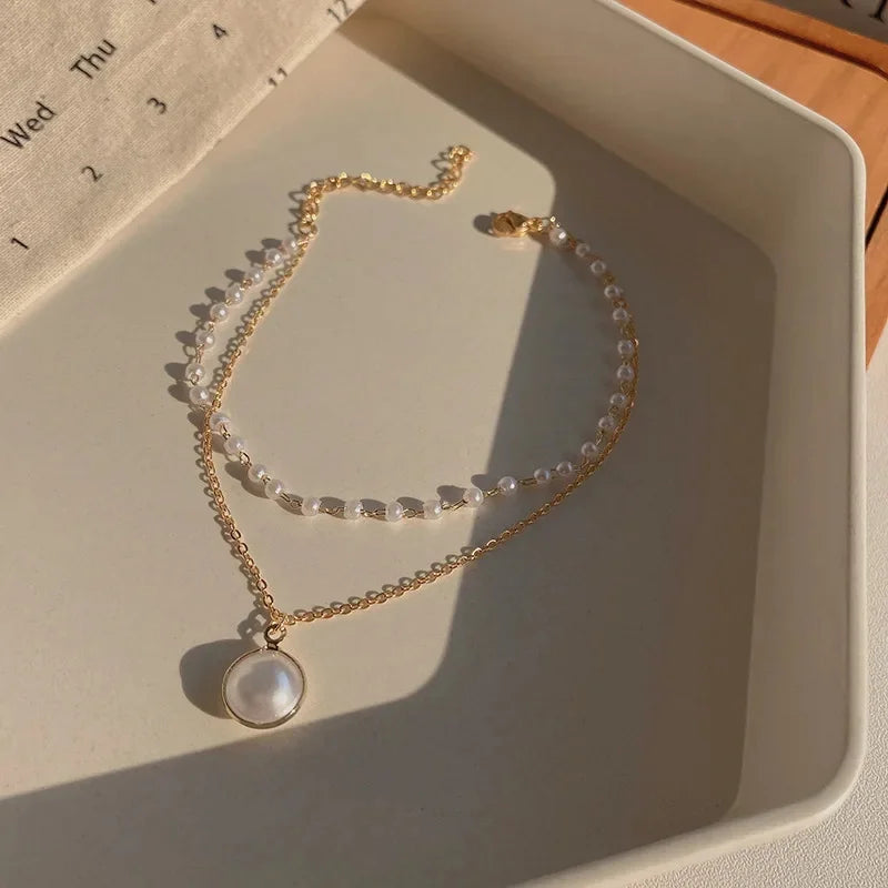 Women Heart Charm Star Fire Ball Bracelet with Imitation Pearls